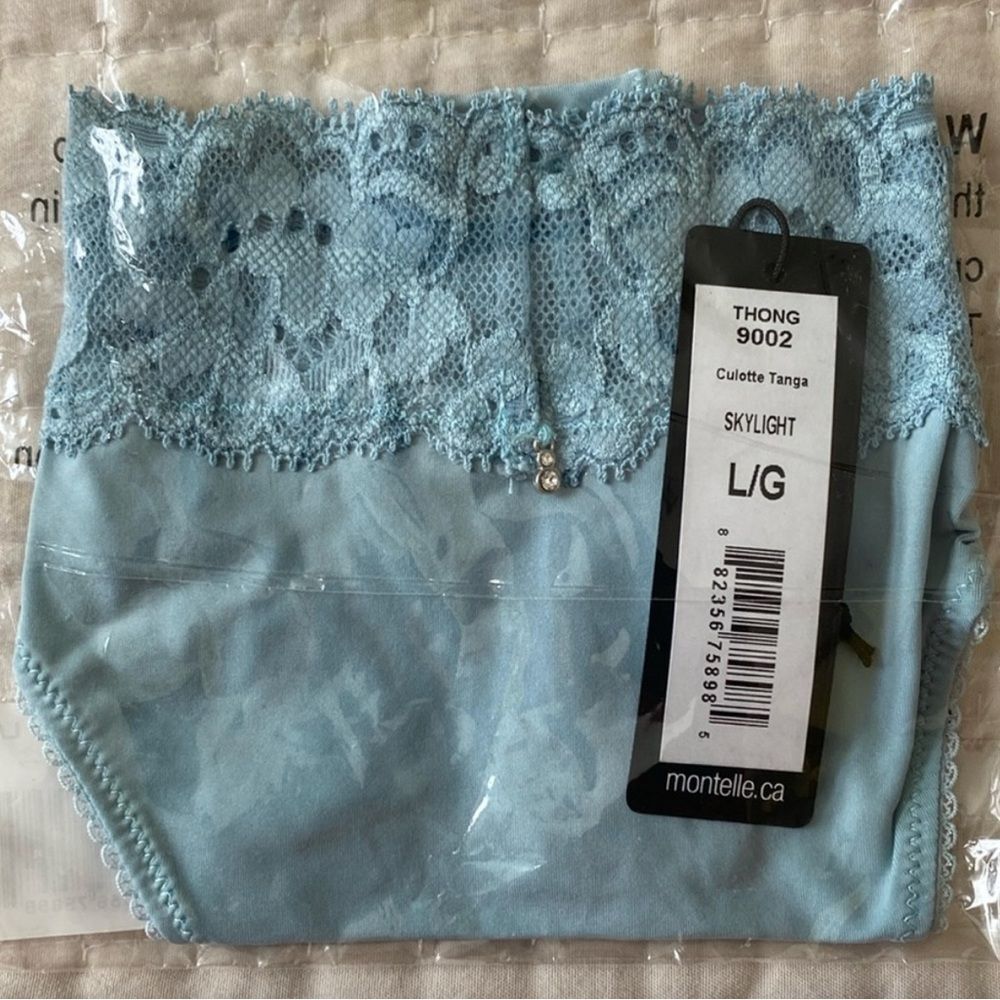 NWT SZ L Montelle Thong 9002 Light Blye *Skylight*